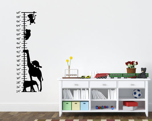 Zoo Animals, Zoo Park Children's Growth Chart Vinyl Wall Decal