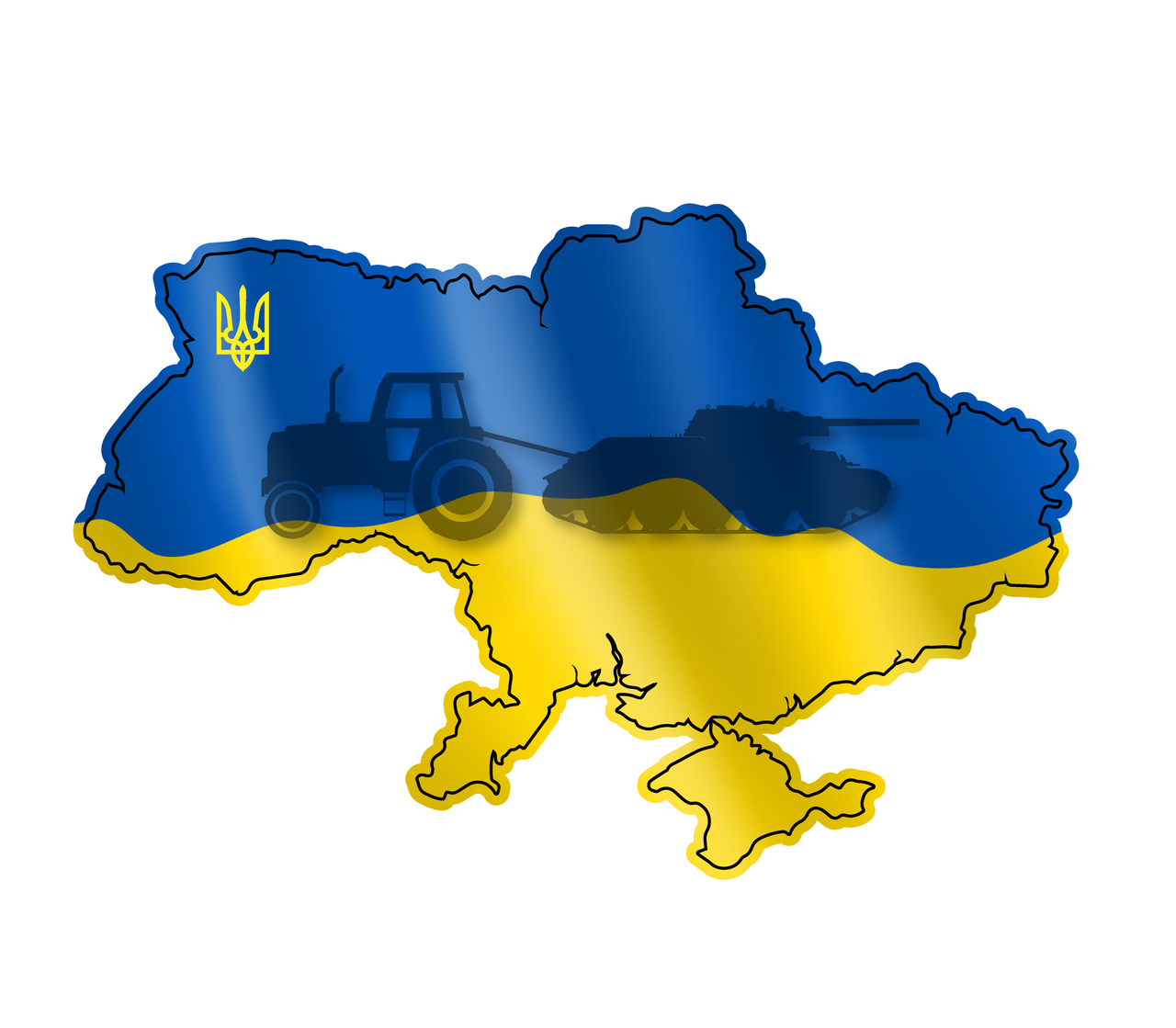 Ukraine Farm Tractor Steals Tows Tank Sticker Decal 4x5 Ukrainian Flag Slavi Ukraini