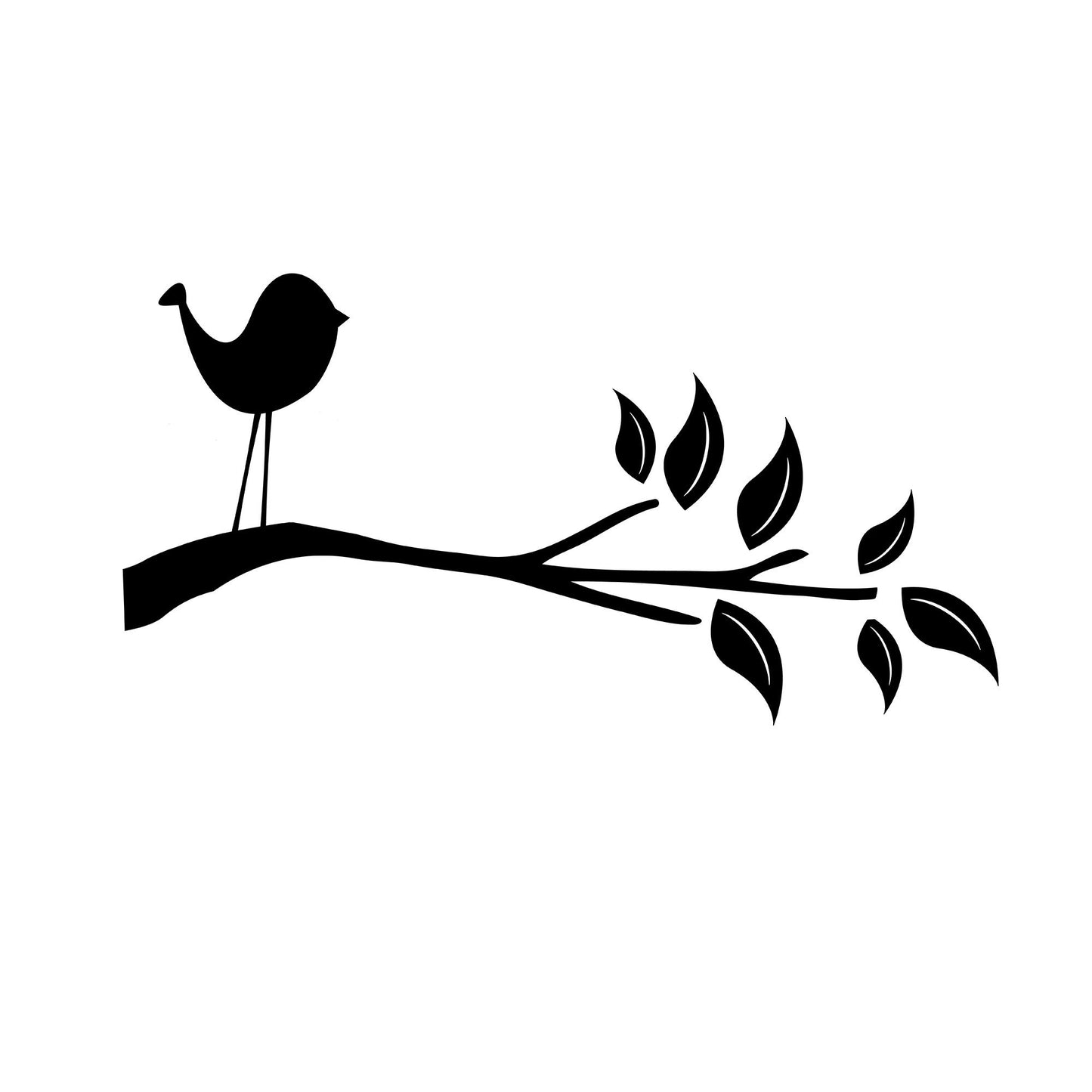 Bird Tree Branch Leaves Vinyl Wall Decal