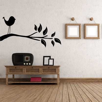 Bird Tree Branch Leaves Vinyl Wall Decal