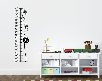 Butterfly Flower Daisy Children's Growth Chart Vinyl Wall Decal